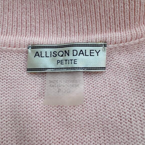 Allison Daley 3-D Knit Floral Bird Full Zip Sweater‎ Women's Large Petite Granny - Picture 5 of 9